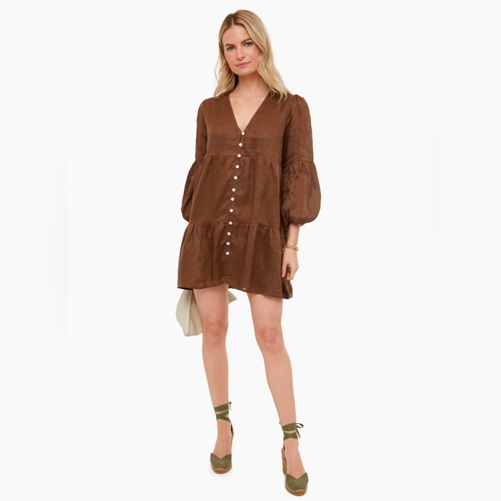 Faithfull the Brand Brown Button-Front Mini Dress